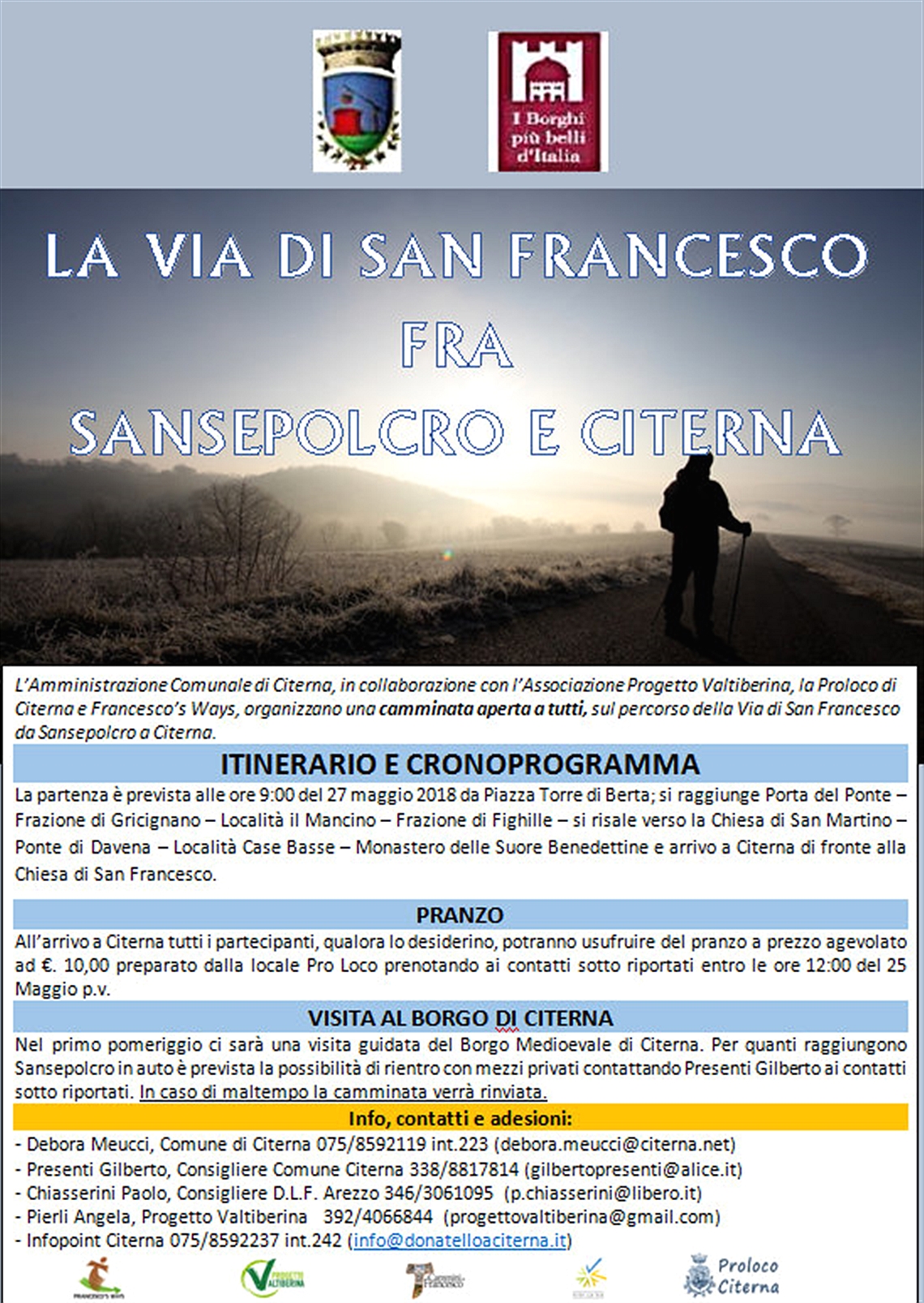 The road of Saint Francisco between Sansepolcro and Citerna